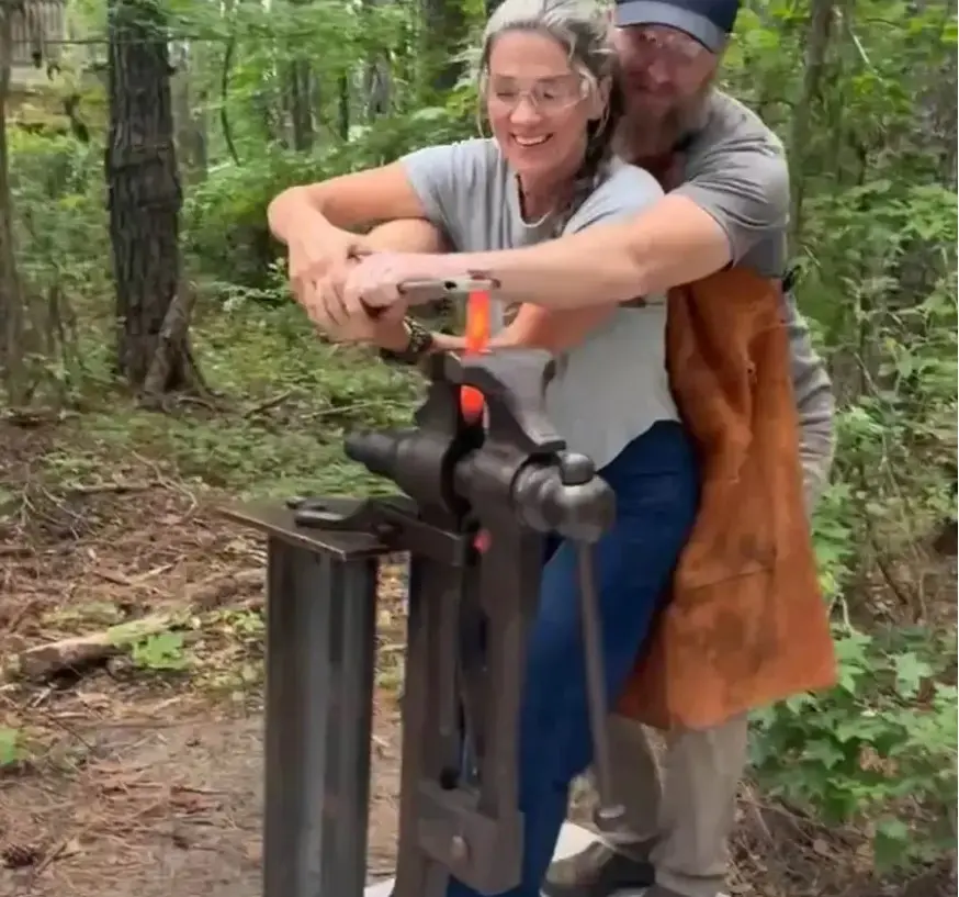 Blacksmithing at forge for corporate team building