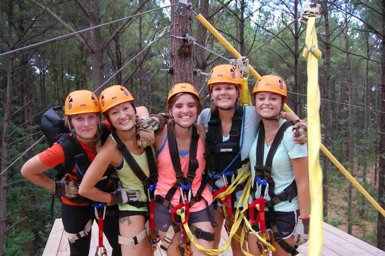family enjoying zipline