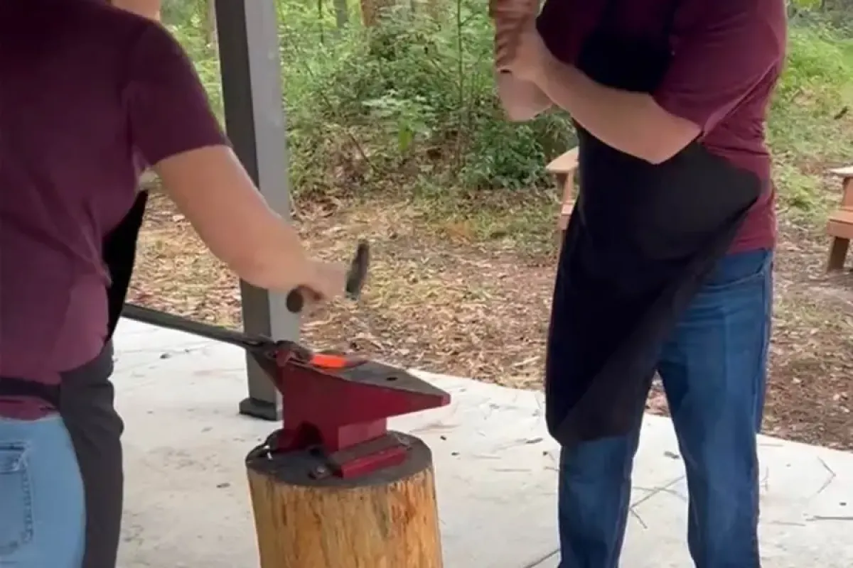 Corporate blacksmithing team building
